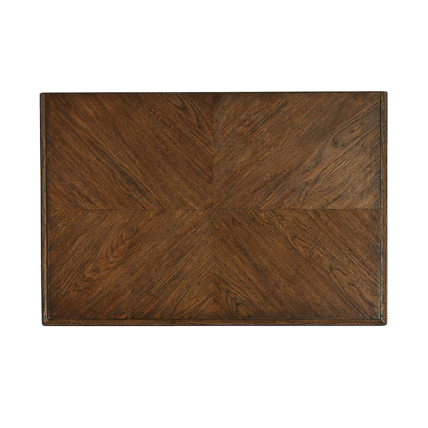 Top view of rustic dark oak nightstand.