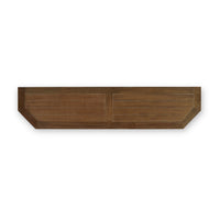 Rustic display cabinet top view, wooden surface detail.
