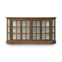 Rustic display cabinet front view, doors closed.