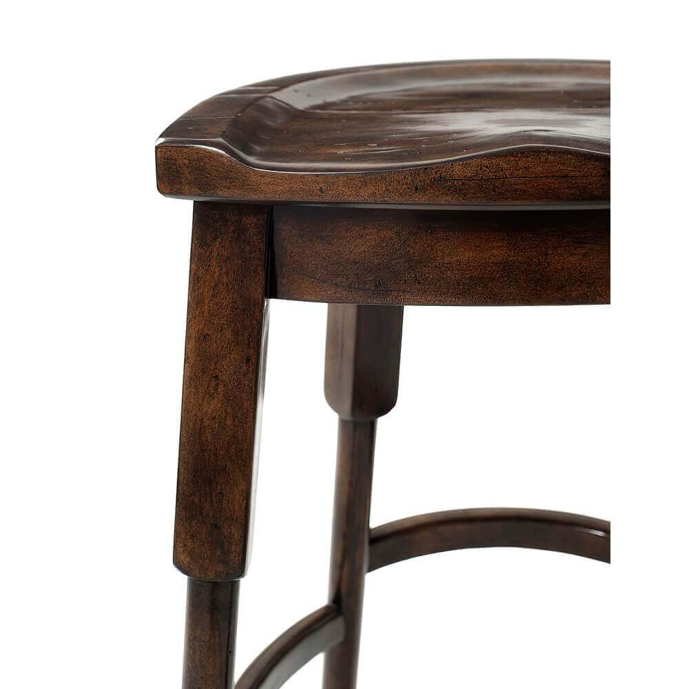 Detail of Rustic Counter Stool, seat and leg join.