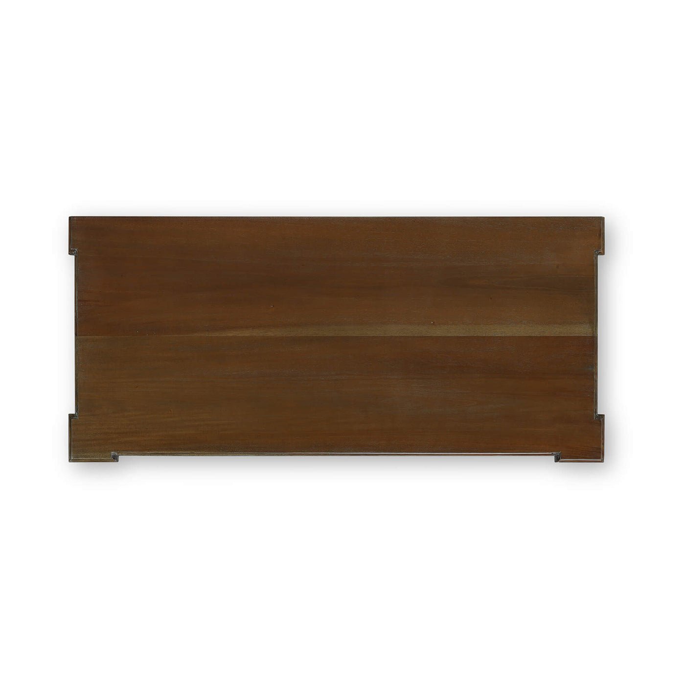 Top view of rustic commode, wooden finish.