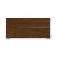 Top view of rustic commode, wooden finish.