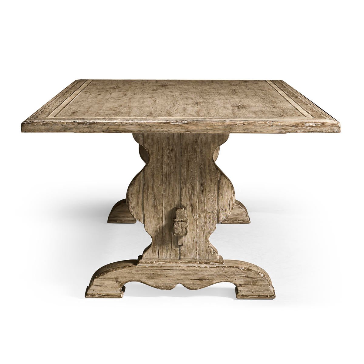 End view of trestle dining table design.