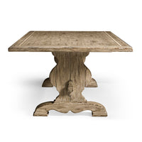 End view of trestle dining table design.