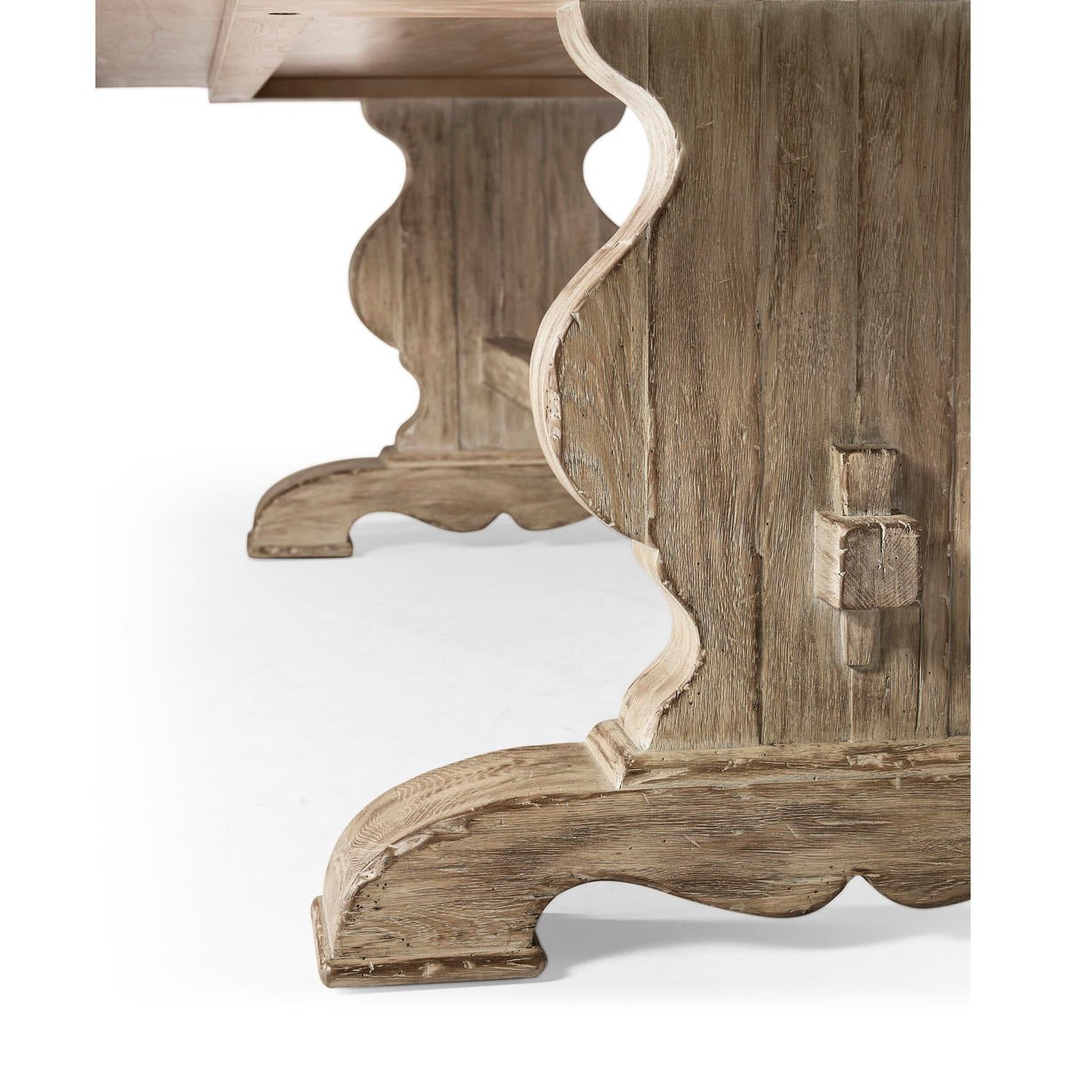 Detailed base of the trestle dining table.