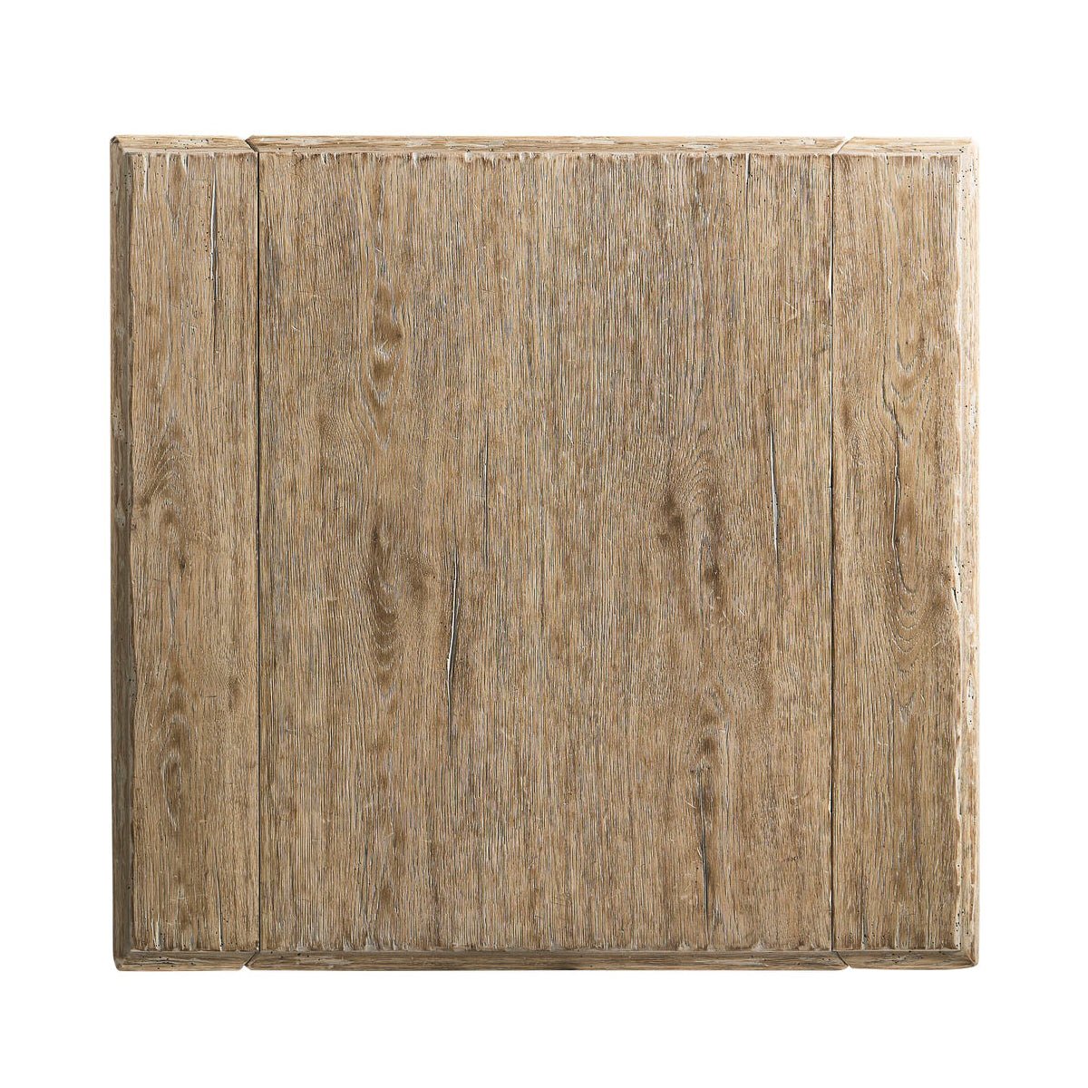 Top view, rustic side table with leaf extended.
