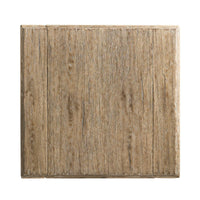 Top view, rustic side table with leaf extended.
