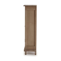 Rustic farmhouse side cabinet side profile view.