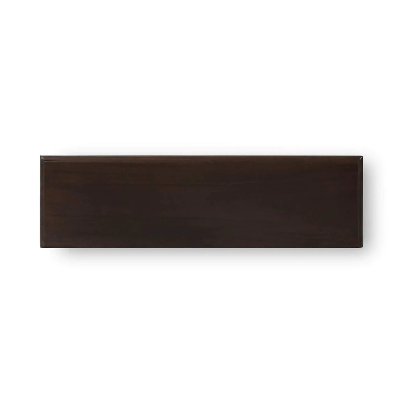 Top view of farmhouse cabinet, walnut surface.