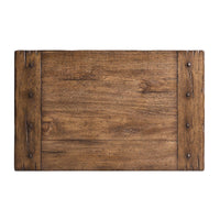 Top view of rustic end table surface.