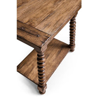 Detail of spool-leg and bottom shelf end table.