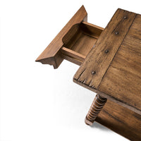 End table with open drawer, top-side view.