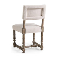 Back view rustic farmhouse side chair, detailed frame.