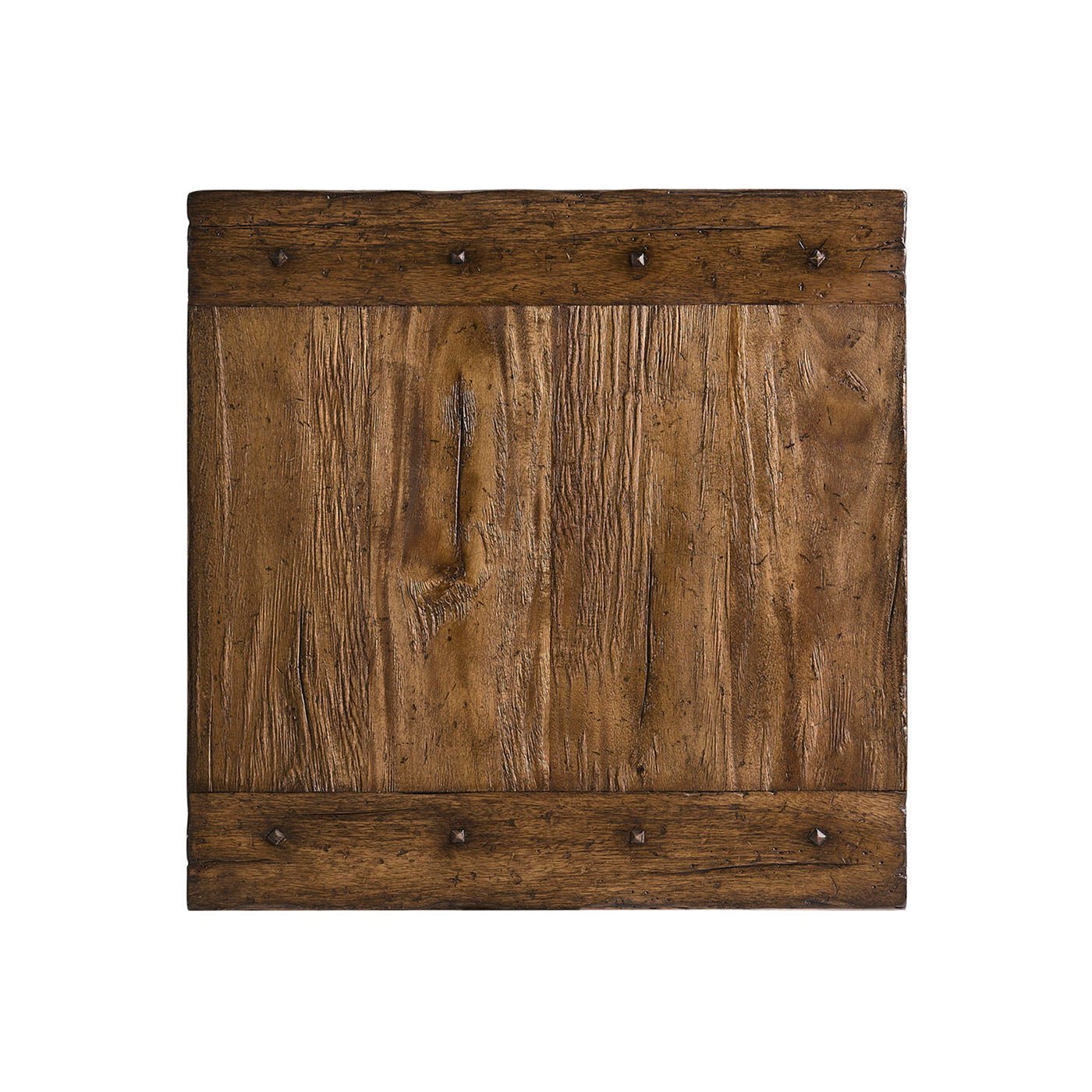Top view of rustic farmhouse side table.