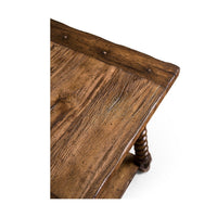 Close-up of table surface texture, rustic side table.