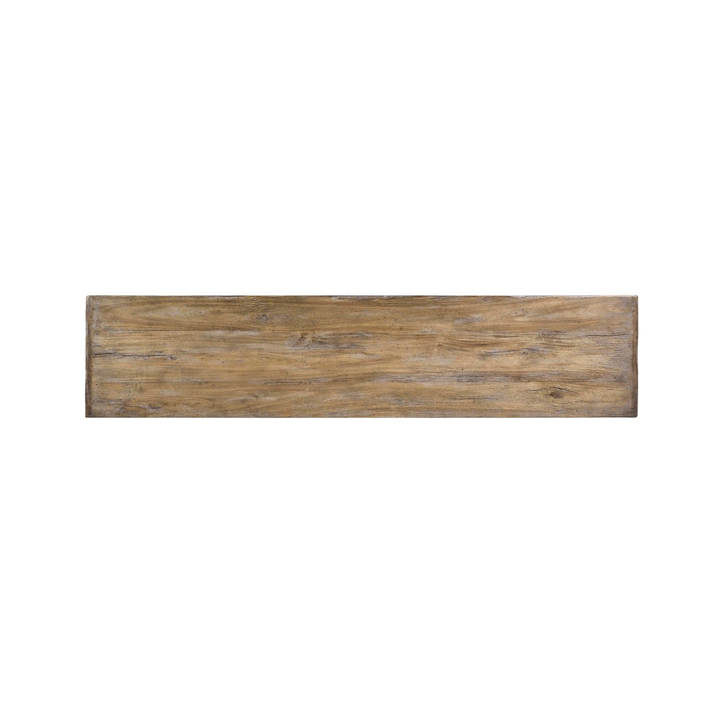 Top view of the wooden surface on farmhouse dresser.