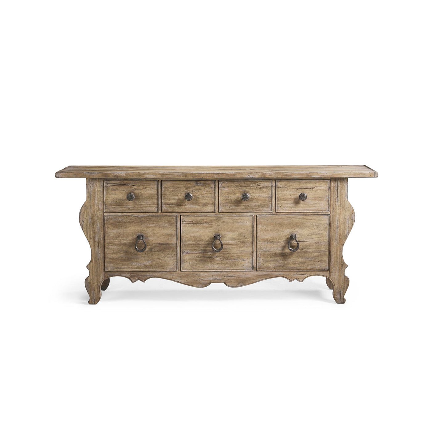 Wooden farmhouse dresser, closer front view.