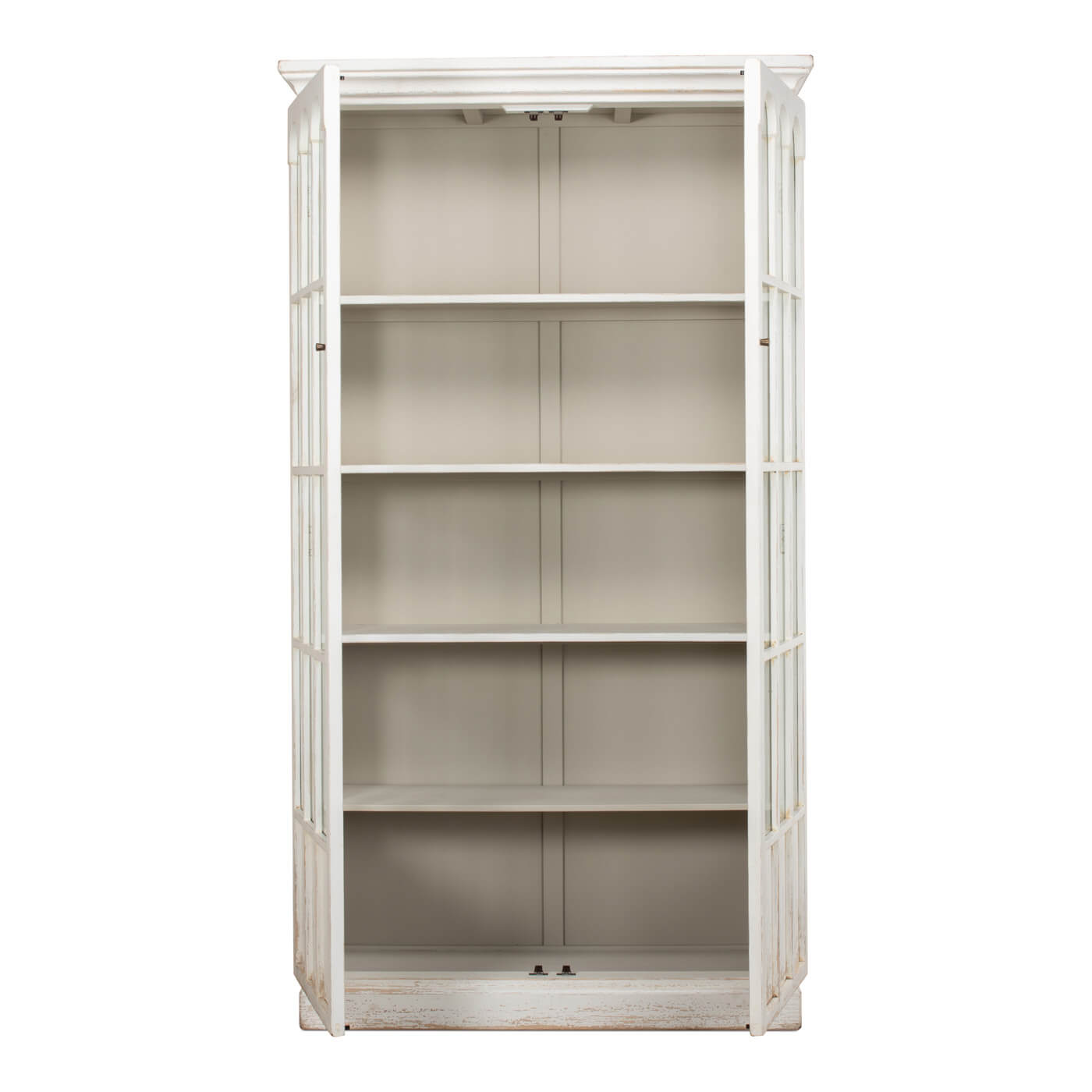 Rustic farmhouse bookcase, interior shelves visible.