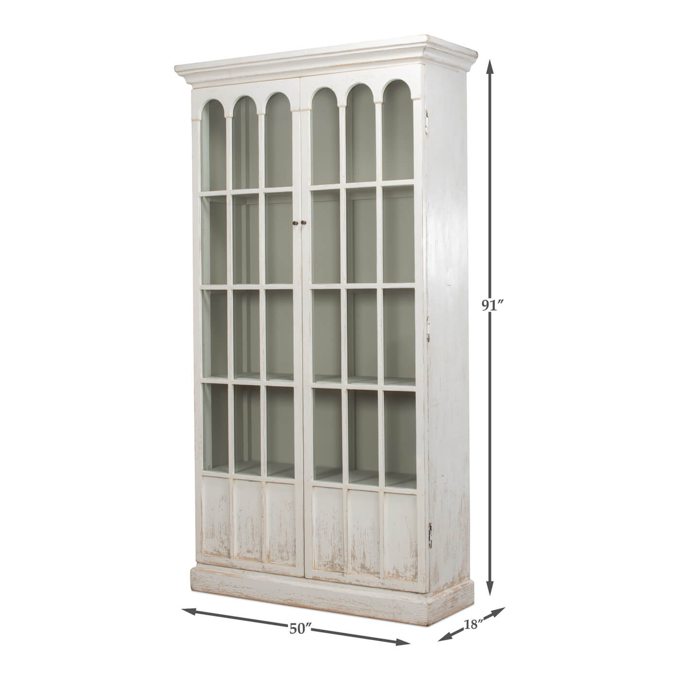 Rustic farmhouse bookcase, dimensions displayed.