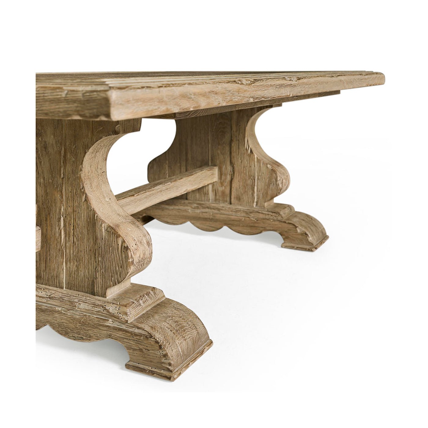 Stylish base design on rustic trestle coffee table