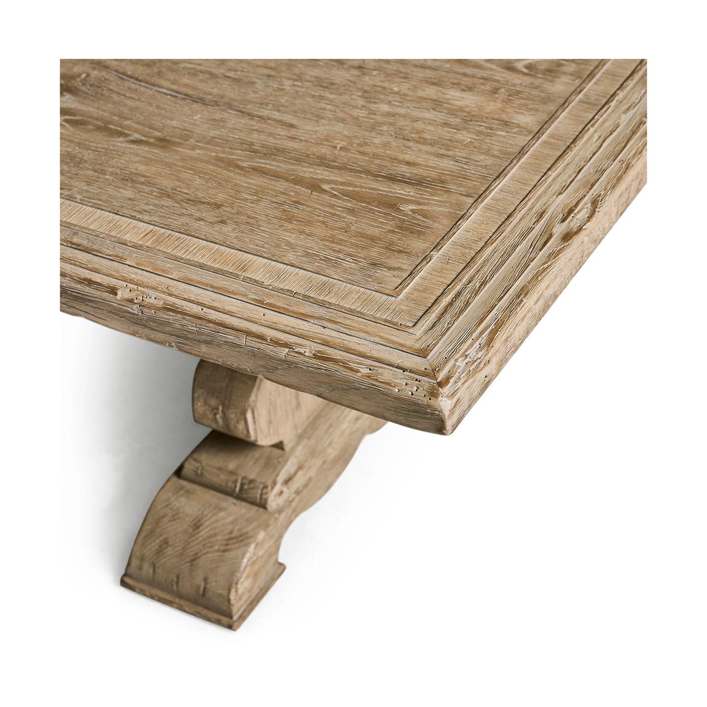 Rustic coffee table corner and legs detail