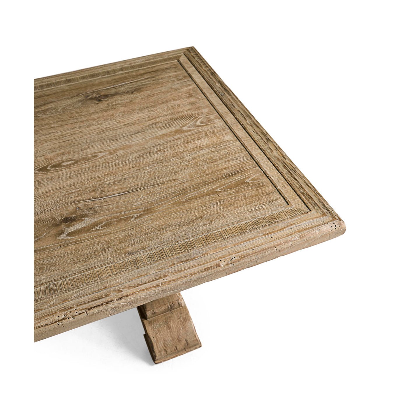 Close-up of rustic table corner detailing