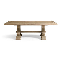 Side view of rustic farmhouse trestle coffee table
