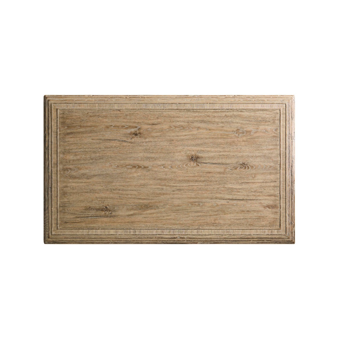 Top view of rustic farmhouse trestle coffee table