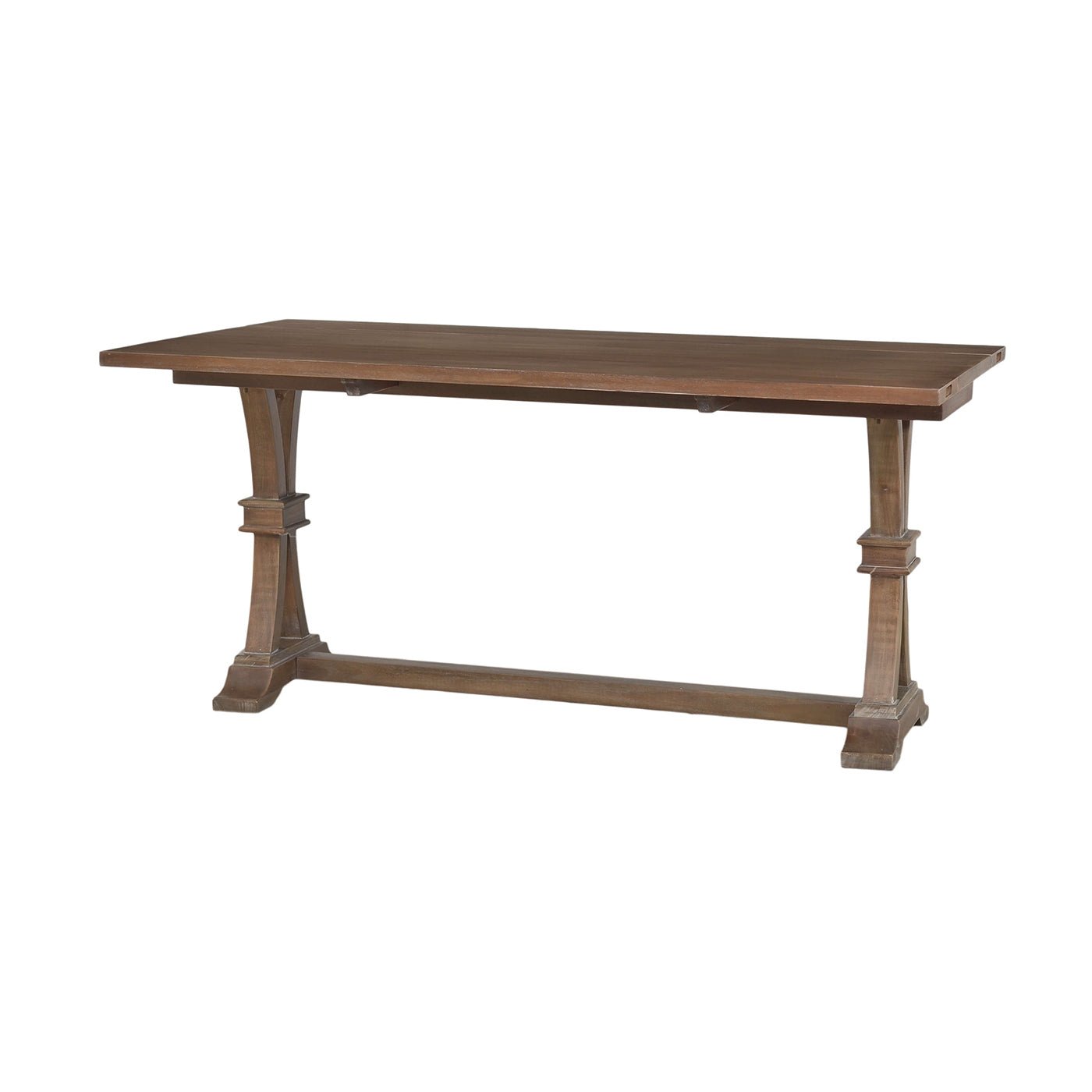 Rustic fold out console table perspective view.