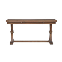 Rustic fold out console table front detail.