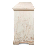 Rustic French Gothic cabinet, side view highlighting texture.