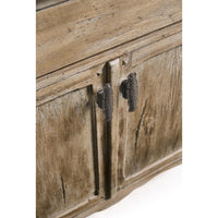 Detail of sideboard's cabinet door and handle.