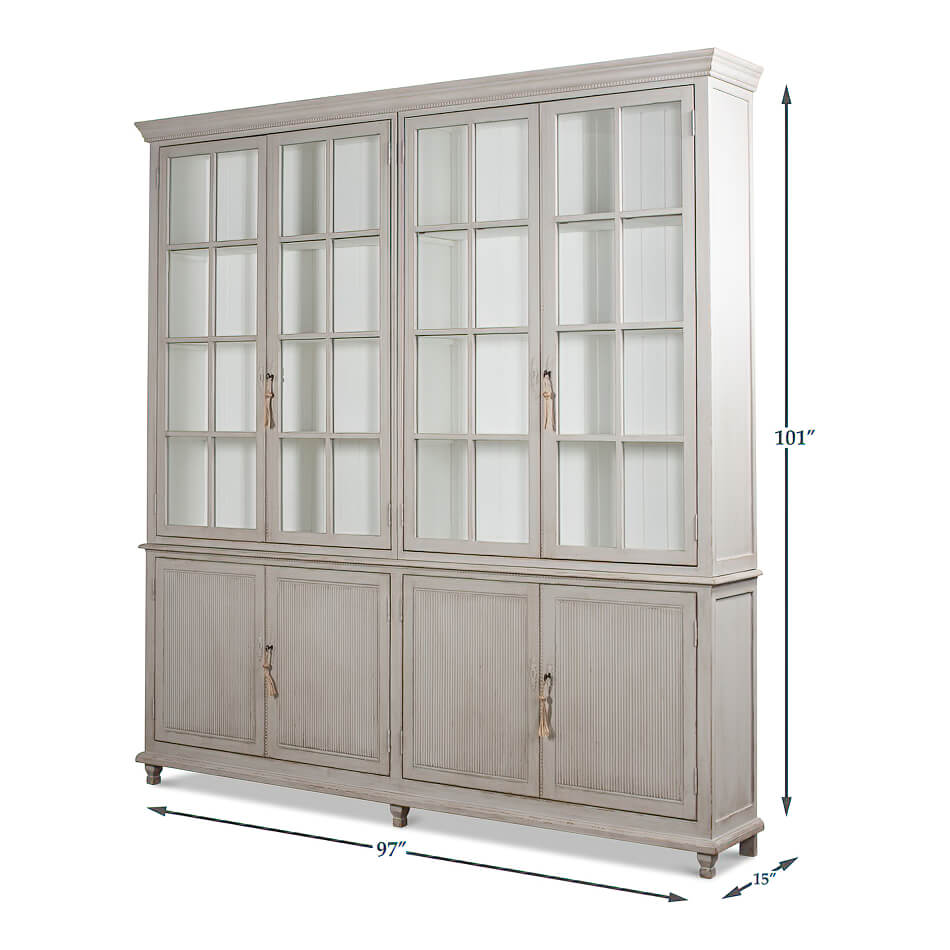Dimensions of rustic grey painted bookcase with measurements