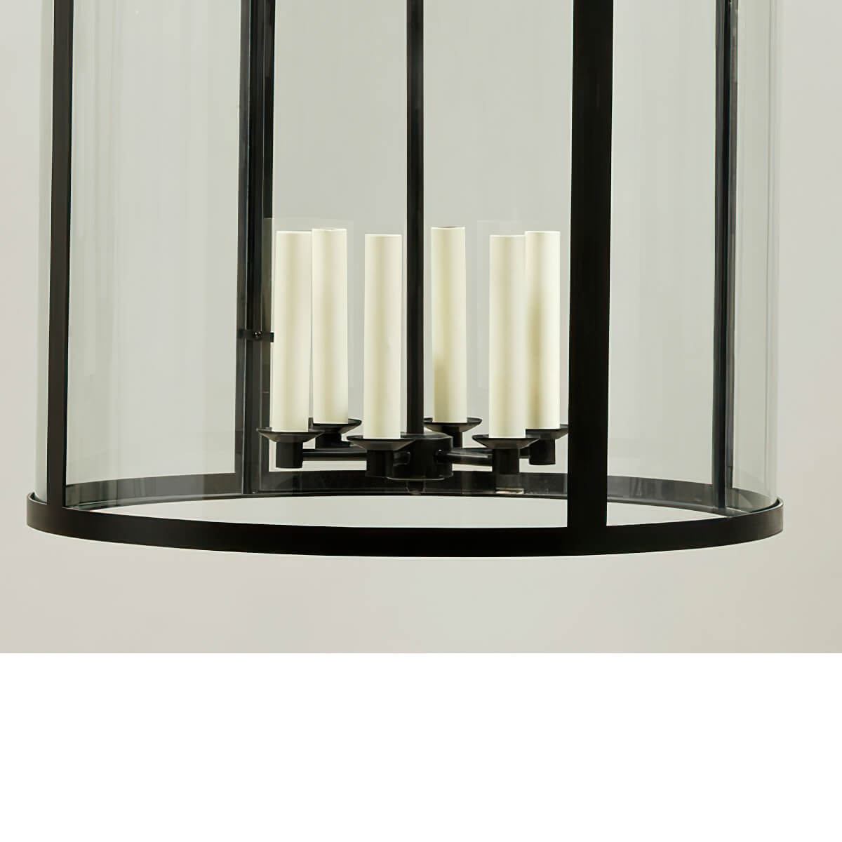 Detailed close-up of rustic hall lantern candle holders.