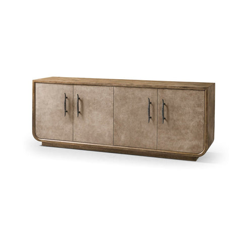 Rustic Modern Leather Front Credenza