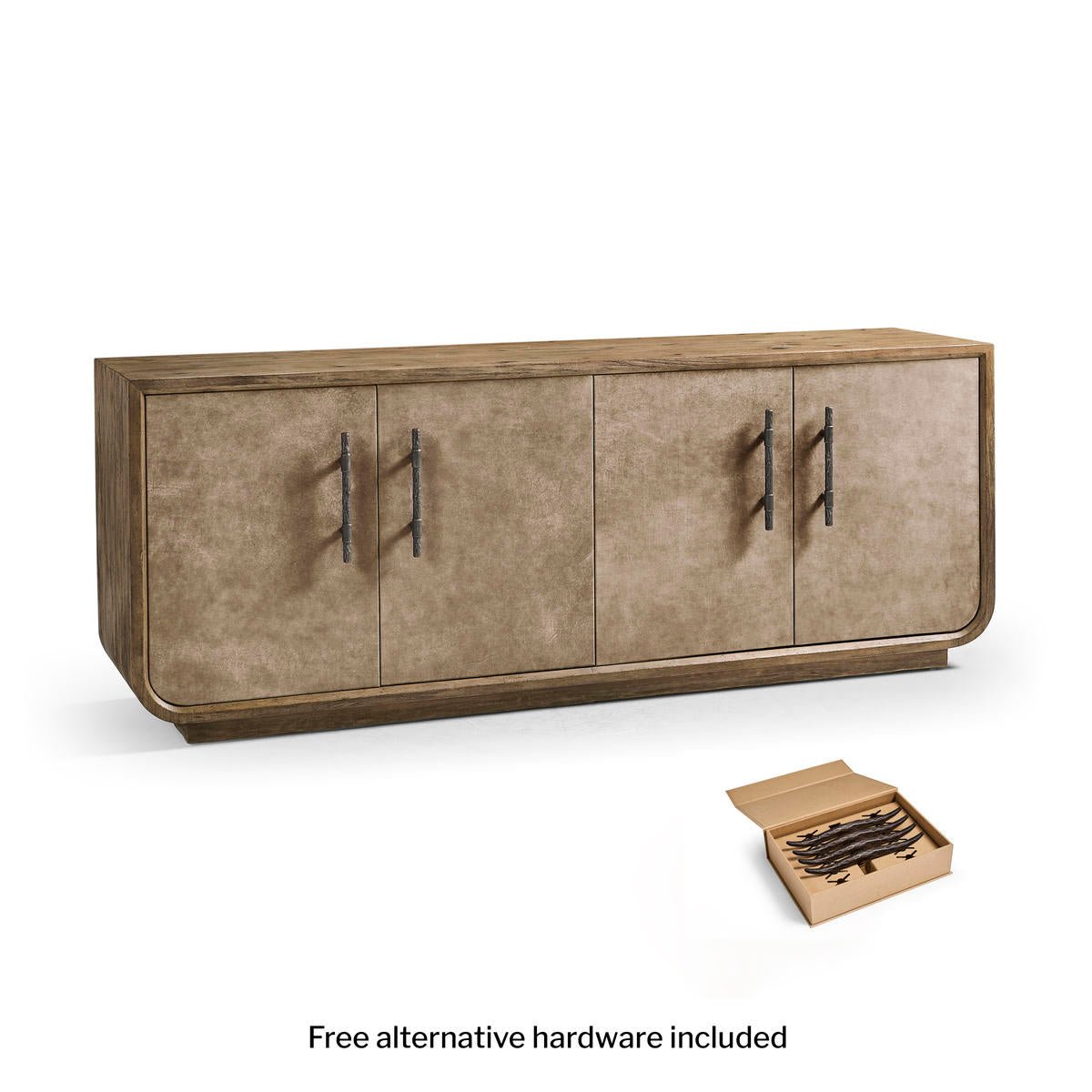 Credenza with alternative hardware, extra handles shown.