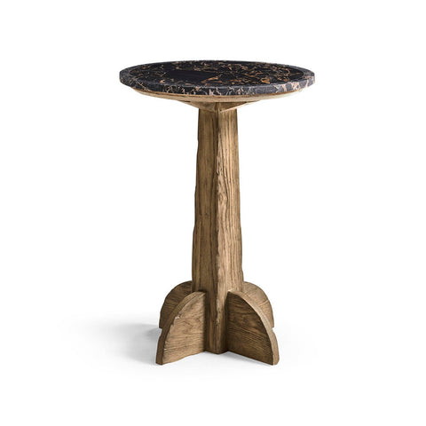 Rustic Modern Marble Pedestal Accent Table