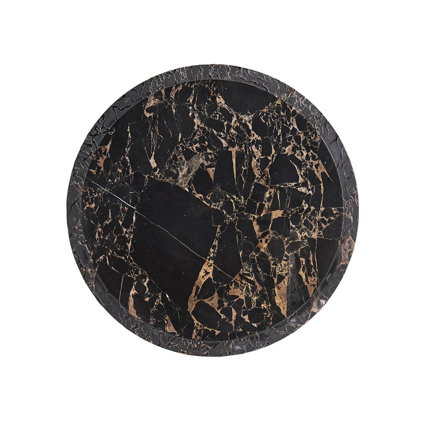 Top view of black marble patterned table surface.