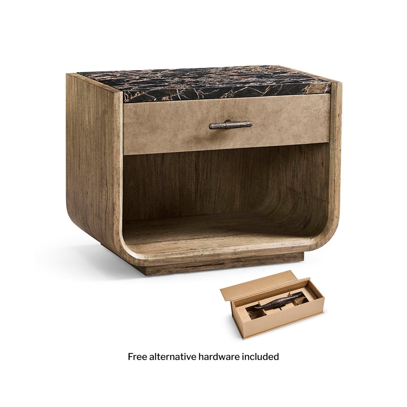 Nightstand with alternative hardware included.