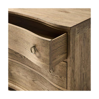 Open drawer of rustic modern bedside chest
