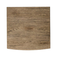 Rustic modern nightstand, top surface with wood grain.