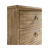 Rustic modern nightstand, side panel and top drawer close-up.