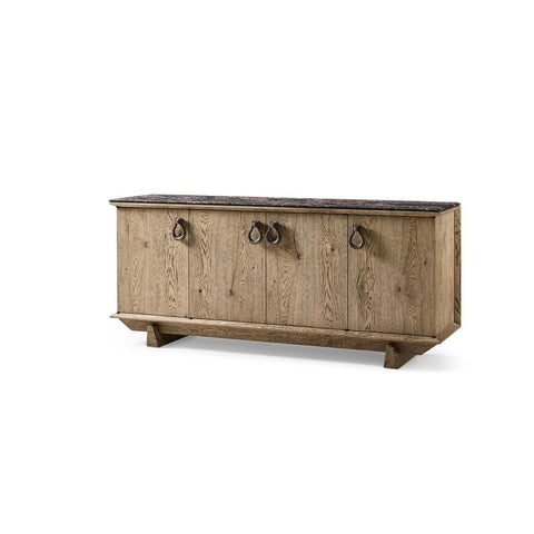Rustic Oak and Marble Buffet