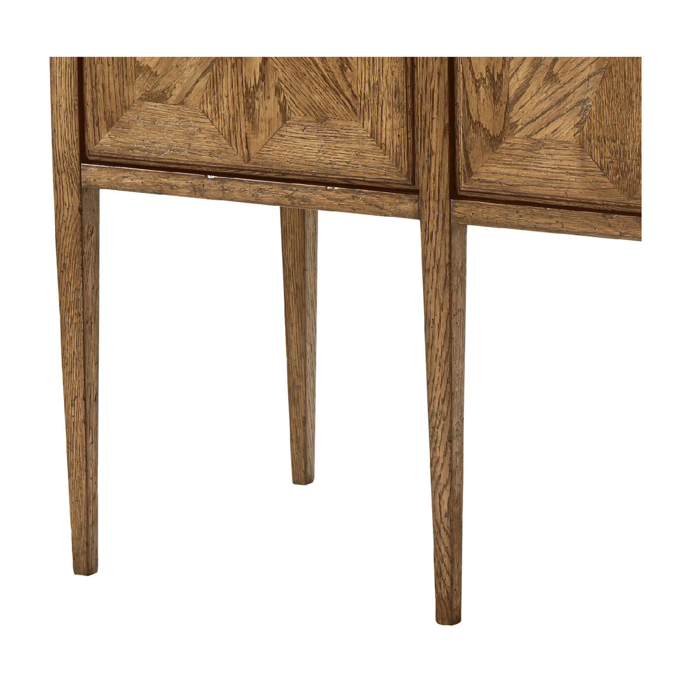 Detailed view of buffet legs, sleek tapered design.