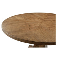 Detail of oak parquetry tabletop finish.