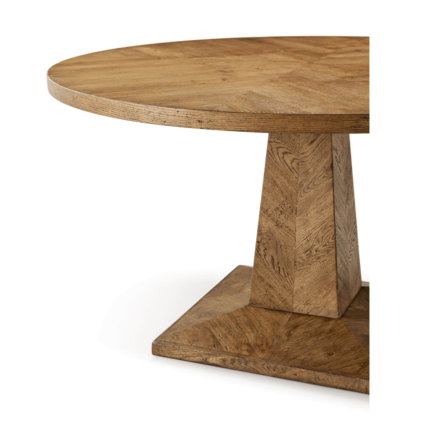 Close-up of table edge and base design.