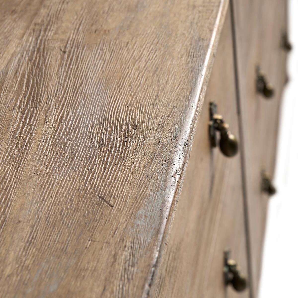 Rustic oak dresser, detailed texture on top.