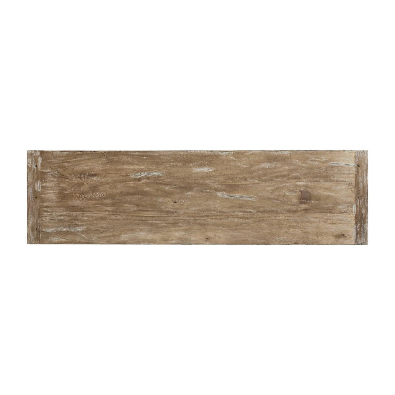 Rustic oak dresser, top-down view.