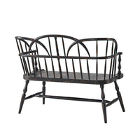 Hoop back bench, rear view, arched spindles highlighted.