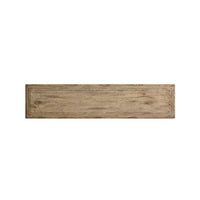 Overhead shot of console table's rectangular wooden surface.